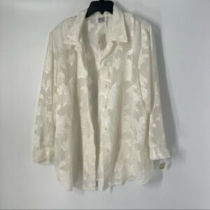 5/$25 Vintage Melissa Robyn Ivory Lace floral Button Up Blouse